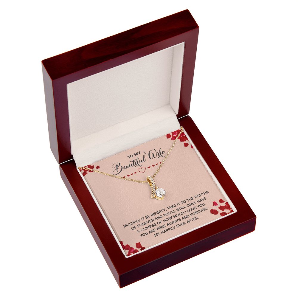 To My Wife Multiply it by Infinity Alluring Ribbon Necklace Message Card-Express Your Love Gifts