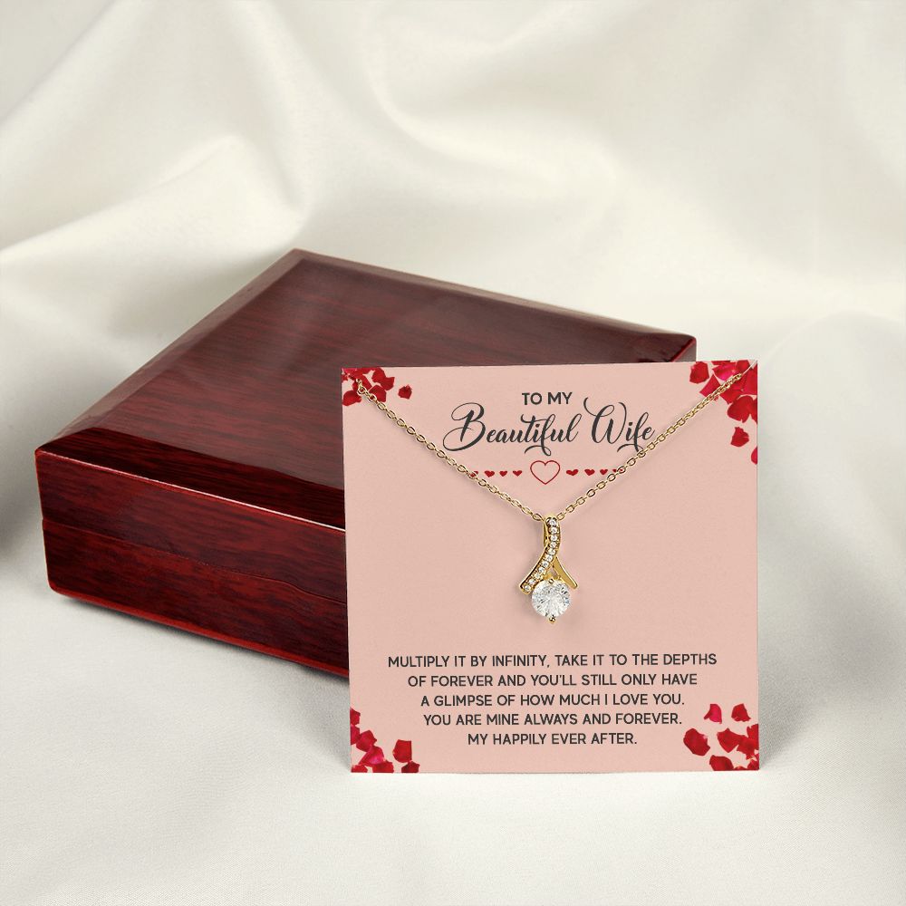 To My Wife Multiply it by Infinity Alluring Ribbon Necklace Message Card-Express Your Love Gifts