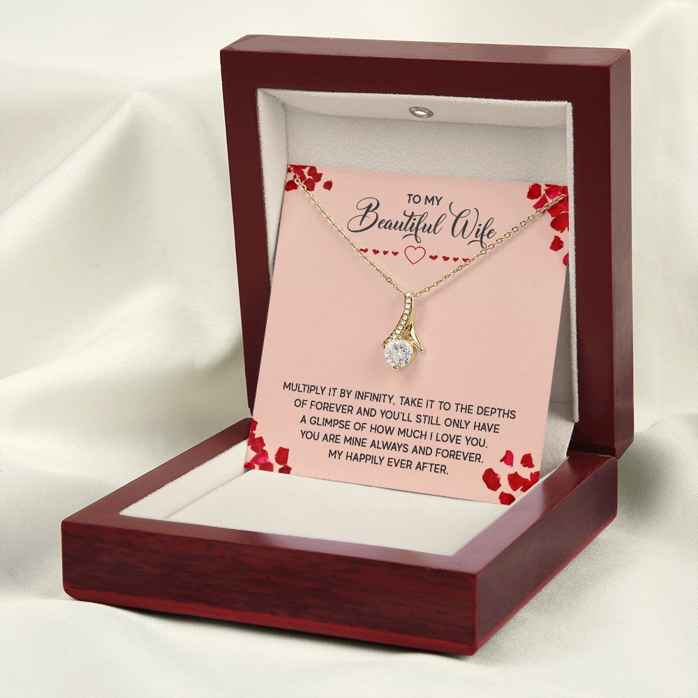 To My Wife Multiply it by Infinity Alluring Ribbon Necklace Message Card-Express Your Love Gifts