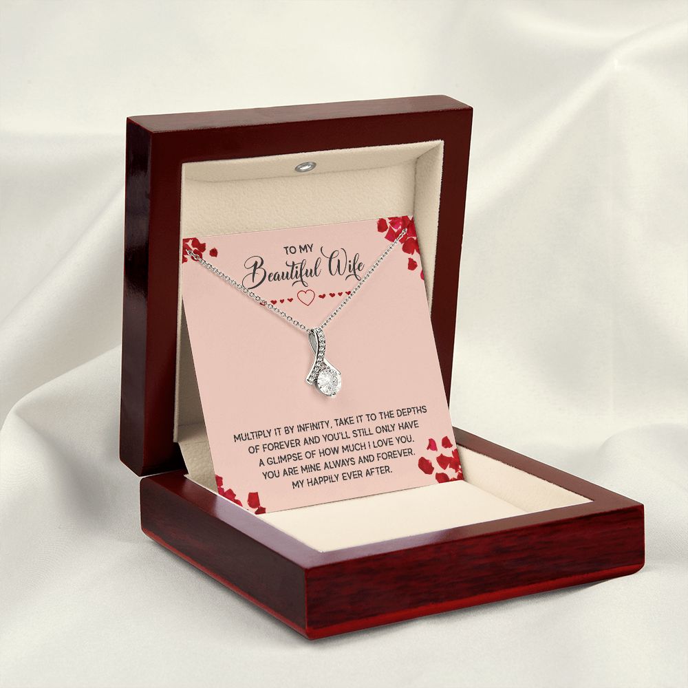 To My Wife Multiply it by Infinity Alluring Ribbon Necklace Message Card-Express Your Love Gifts