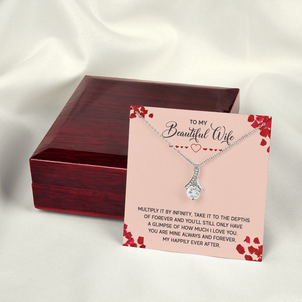 To My Wife Multiply it by Infinity Alluring Ribbon Necklace Message Card-Express Your Love Gifts