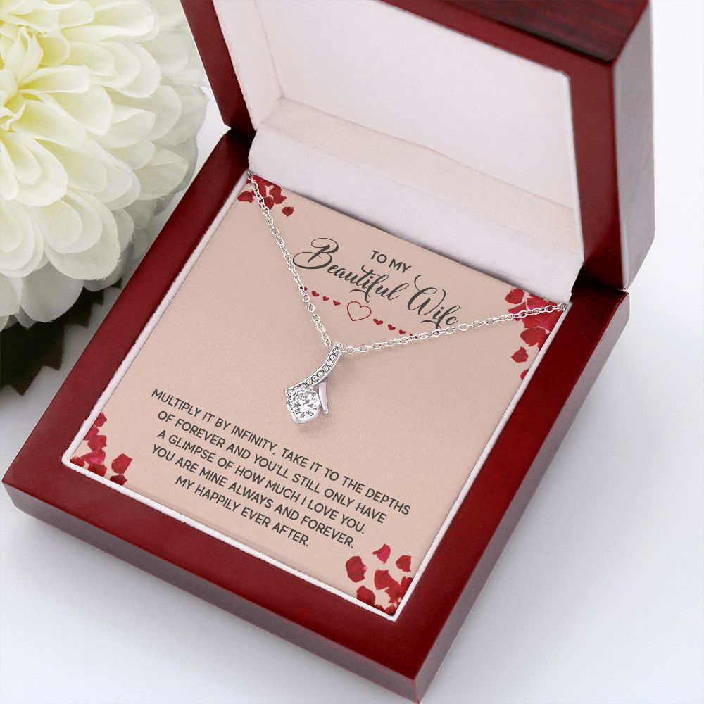To My Wife Multiply it by Infinity Alluring Ribbon Necklace Message Card-Express Your Love Gifts