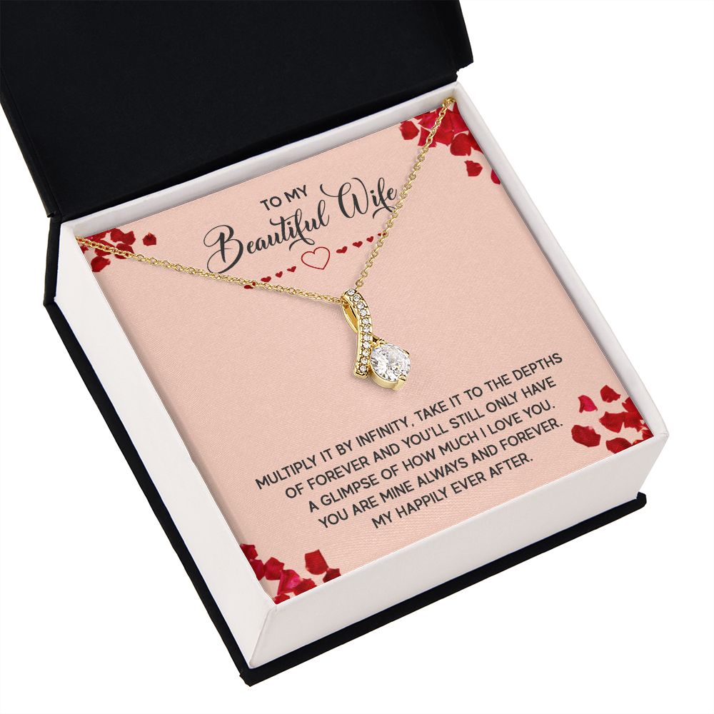 To My Wife Multiply it by Infinity Alluring Ribbon Necklace Message Card-Express Your Love Gifts