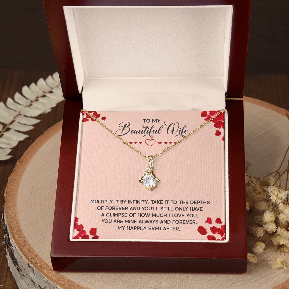 To My Wife Multiply it by Infinity Alluring Ribbon Necklace Message Card-Express Your Love Gifts
