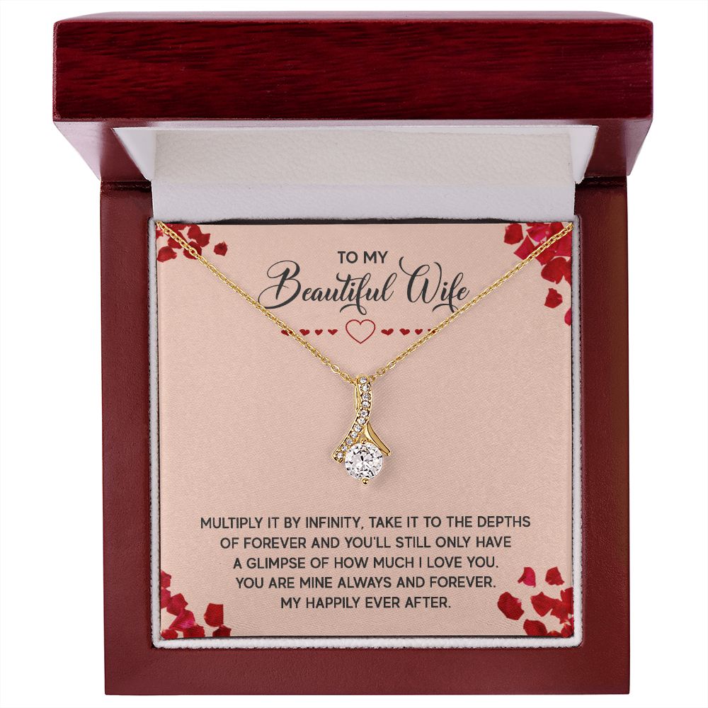 To My Wife Multiply it by Infinity Alluring Ribbon Necklace Message Card-Express Your Love Gifts