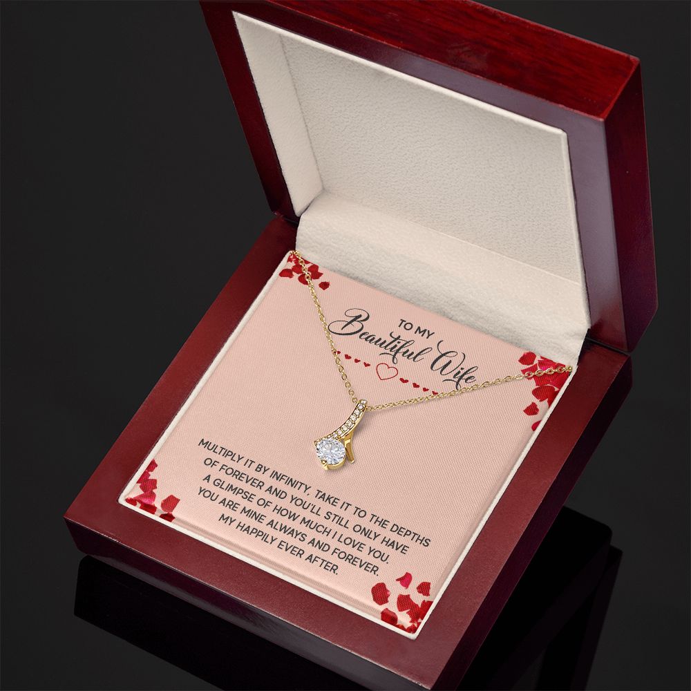 To My Wife Multiply it by Infinity Alluring Ribbon Necklace Message Card-Express Your Love Gifts
