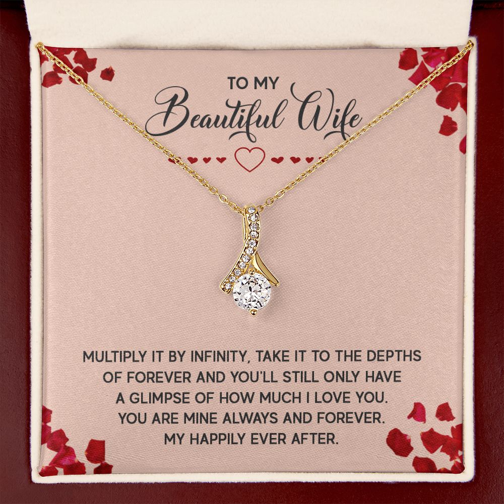 To My Wife Multiply it by Infinity Alluring Ribbon Necklace Message Card-Express Your Love Gifts