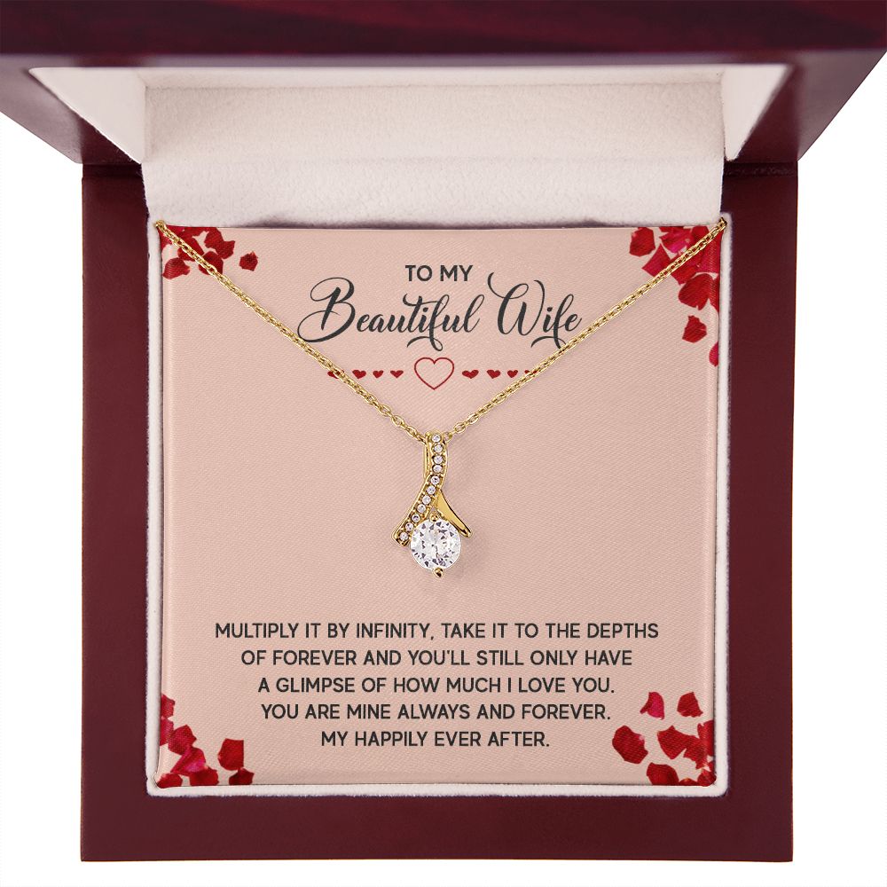 To My Wife Multiply it by Infinity Alluring Ribbon Necklace Message Card-Express Your Love Gifts