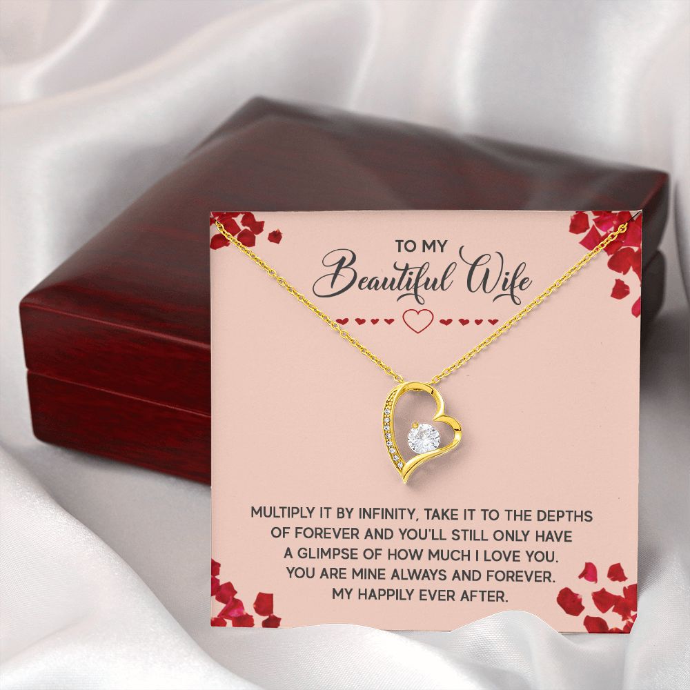 To My Wife Multiply it by Infinity Forever Necklace w Message Card-Express Your Love Gifts