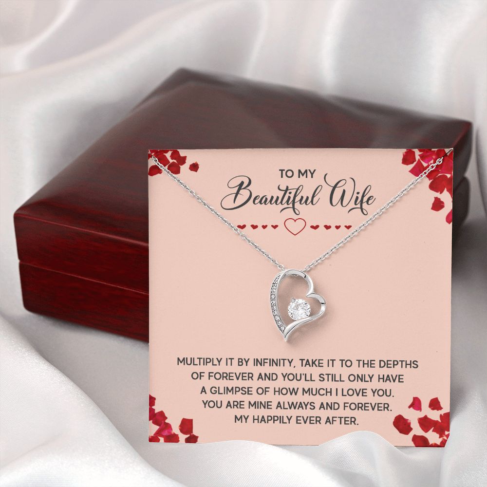 To My Wife Multiply it by Infinity Forever Necklace w Message Card-Express Your Love Gifts