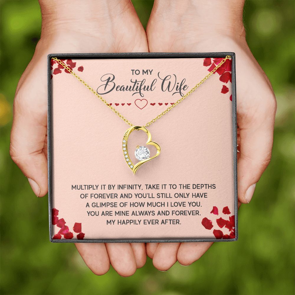 To My Wife Multiply it by Infinity Forever Necklace w Message Card-Express Your Love Gifts