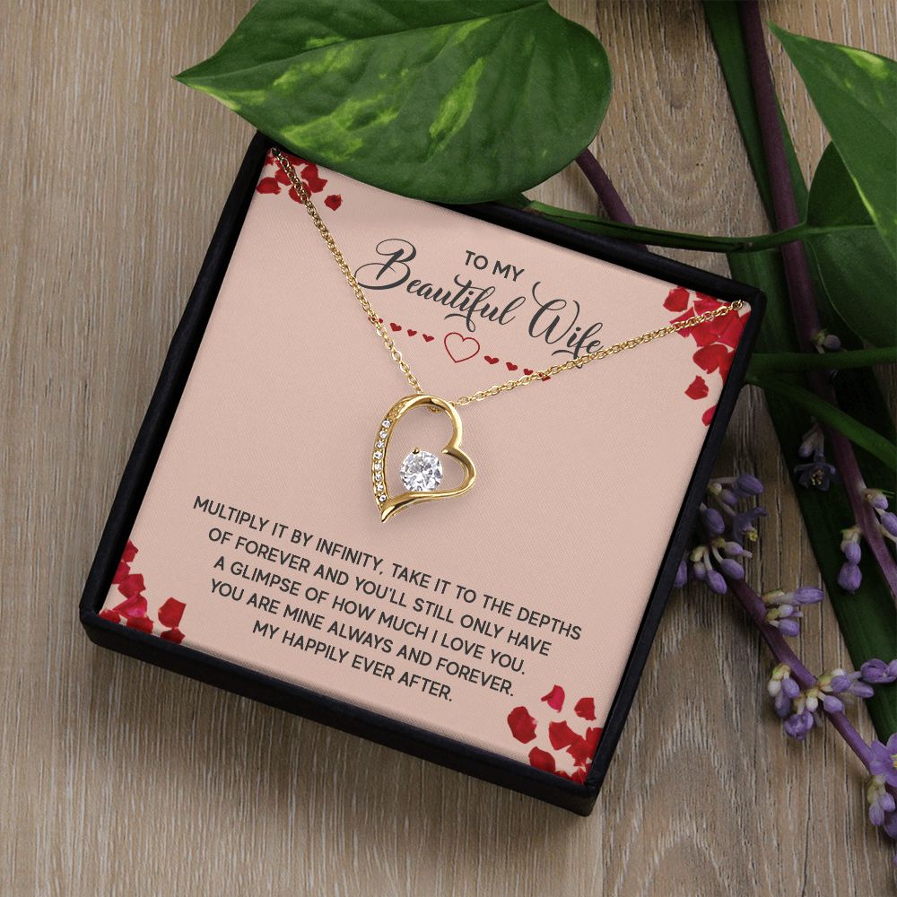 To My Wife Multiply it by Infinity Forever Necklace w Message Card-Express Your Love Gifts