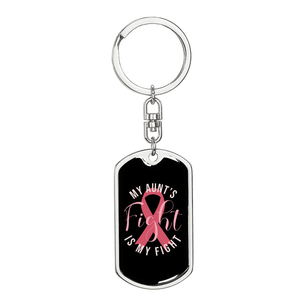 To My Wife My Aunts Fight is My Fight Keychain Stainless Steel or 18k Gold Dog Tag Keyring-Express Your Love Gifts