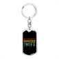 To My Wife My Favorite Dispatcher Is My Wife Keychain Stainless Steel or 18k Gold Dog Tag Keyring-Express Your Love Gifts