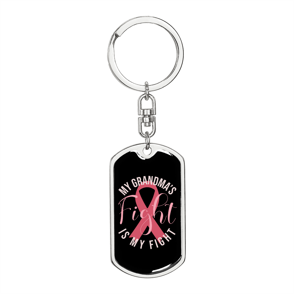 To My Wife My Grandmas Fight is My Fight Keychain Stainless Steel or 18k Gold Dog Tag Keyring-Express Your Love Gifts