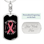 To My Wife My Grandmas Fight is My Fight Keychain Stainless Steel or 18k Gold Dog Tag Keyring-Express Your Love Gifts