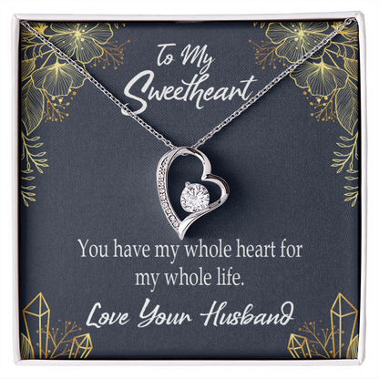 To My Wife My Heart is Yours Forever Necklace w Message Card-Express Your Love Gifts