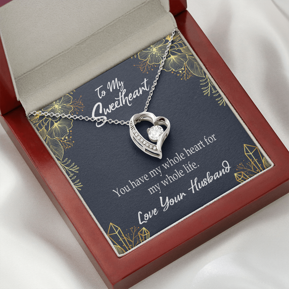 To My Wife My Heart is Yours Forever Necklace w Message Card-Express Your Love Gifts