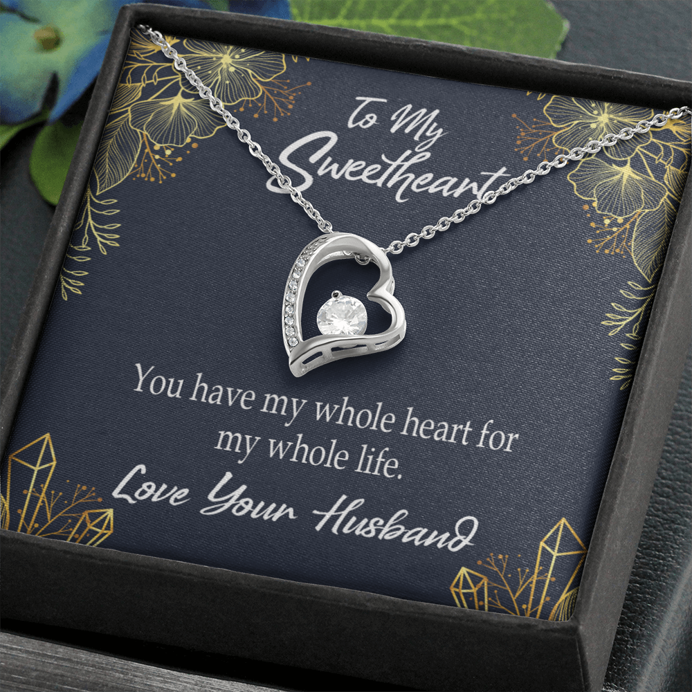 To My Wife My Heart is Yours Forever Necklace w Message Card-Express Your Love Gifts
