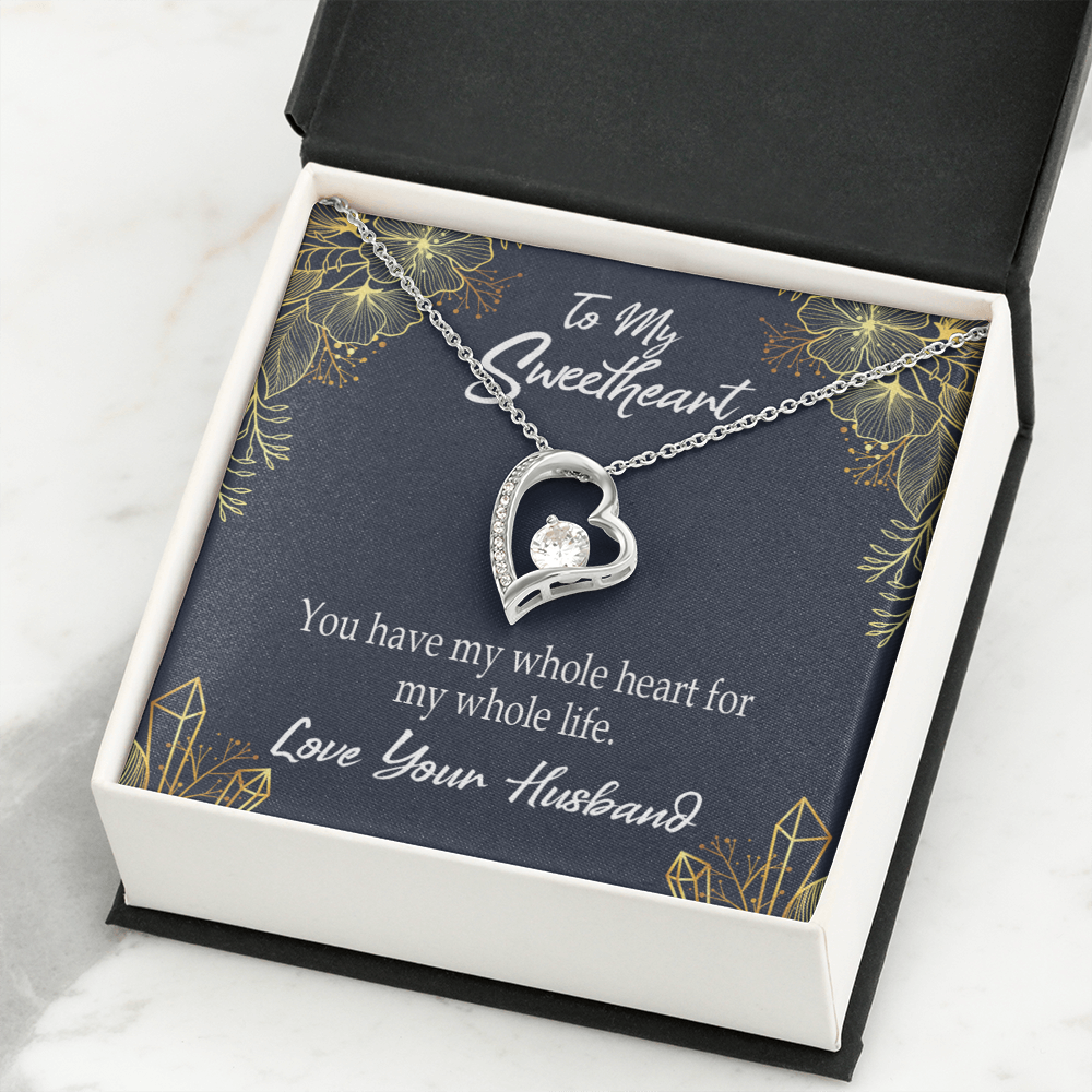 To My Wife My Heart is Yours Forever Necklace w Message Card-Express Your Love Gifts