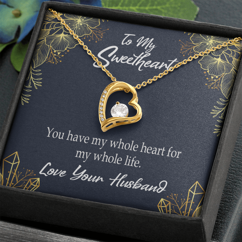 To My Wife My Heart is Yours Forever Necklace w Message Card-Express Your Love Gifts