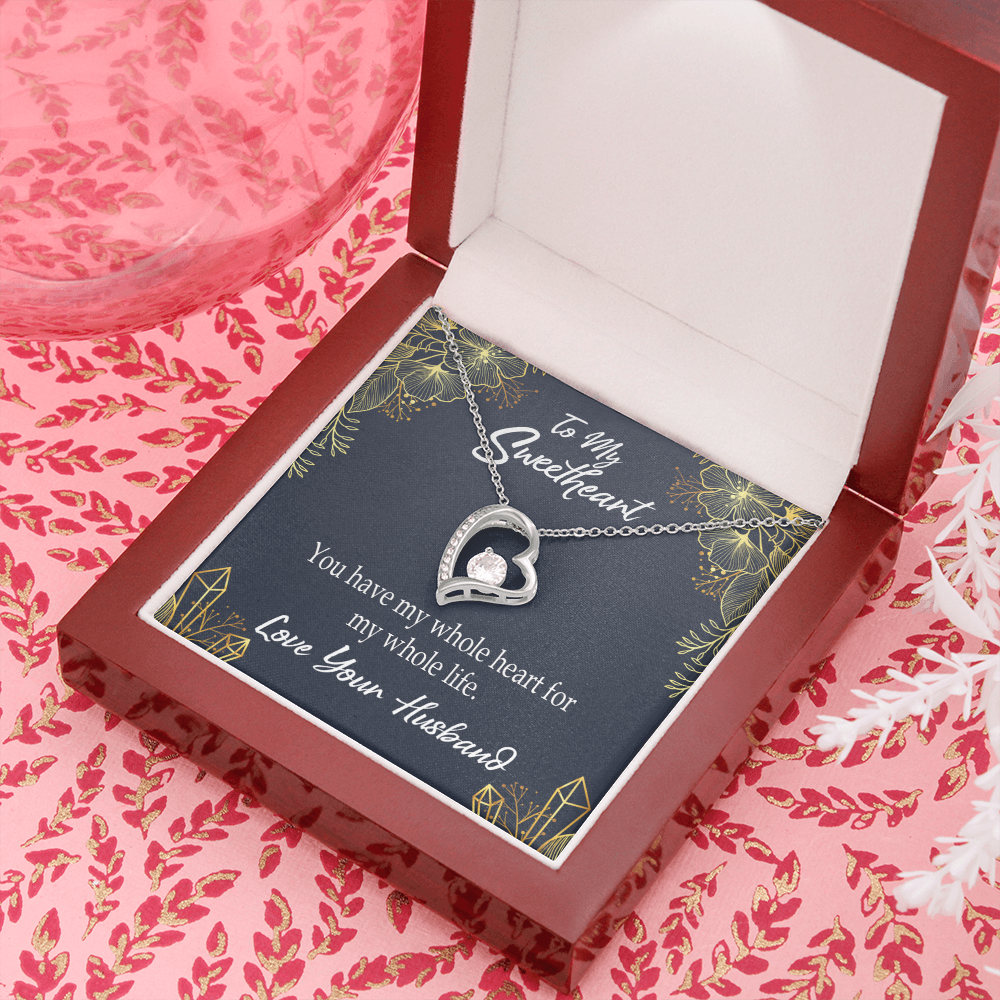 To My Wife My Heart is Yours Forever Necklace w Message Card-Express Your Love Gifts