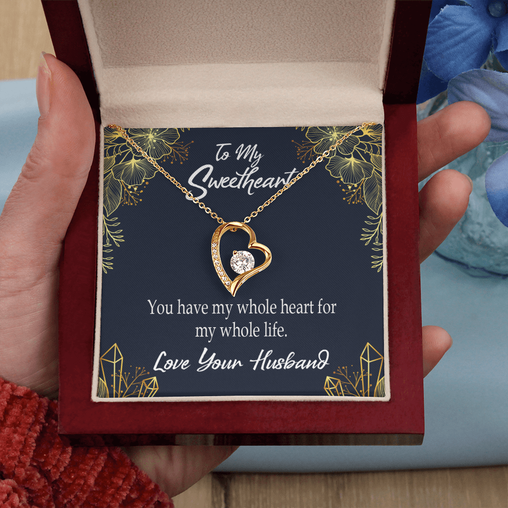 To My Wife My Heart is Yours Forever Necklace w Message Card-Express Your Love Gifts