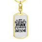 To My Wife My Husband's Wife is Awesome Keychain Stainless Steel or 18k Gold Dog Tag Keyring-Express Your Love Gifts