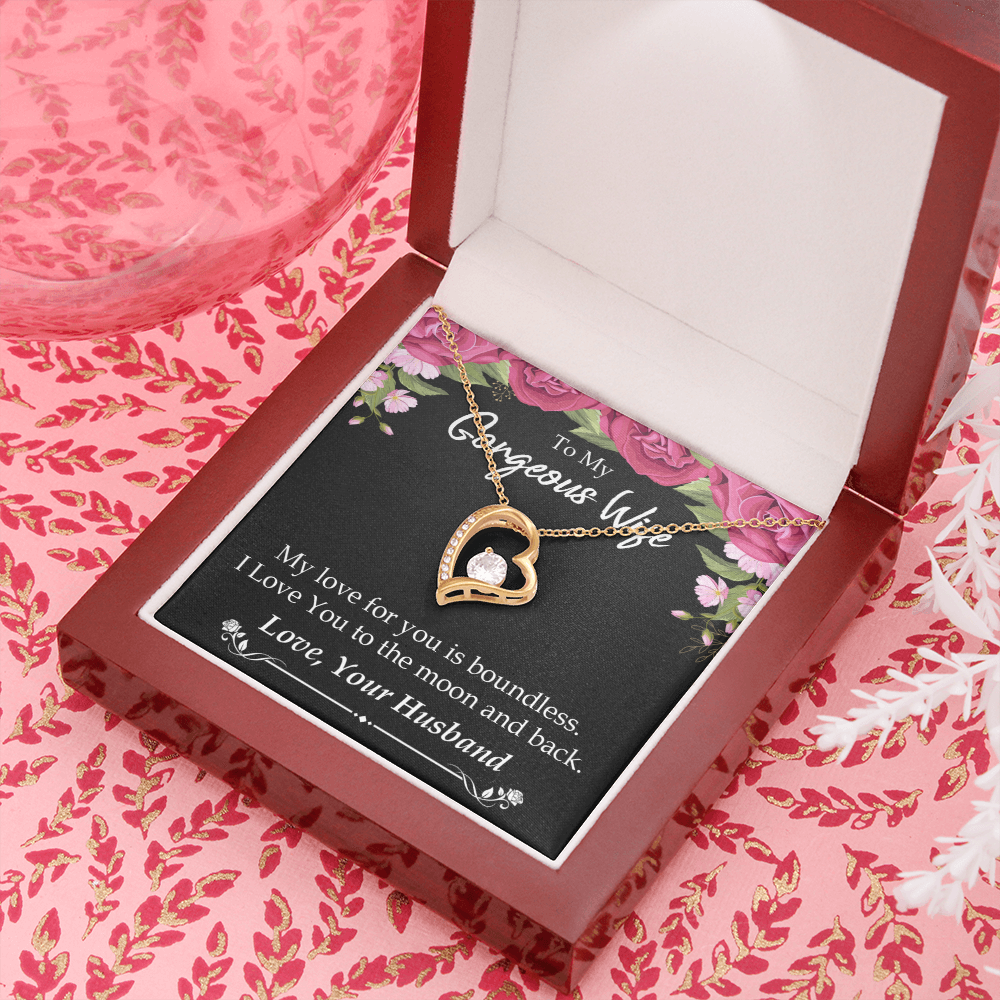 To My Wife My Love For You is Boundless Forever Necklace w Message Card-Express Your Love Gifts