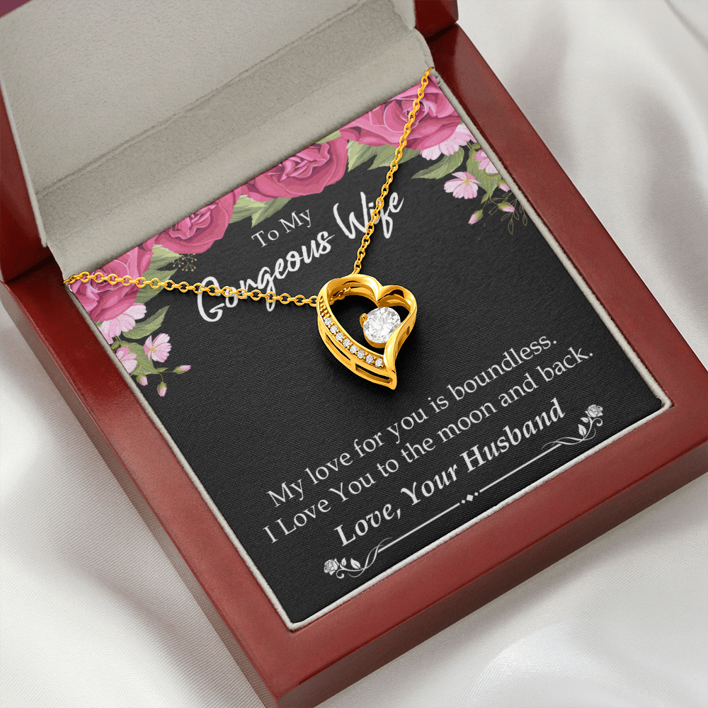 To My Wife My Love For You is Boundless Forever Necklace w Message Card-Express Your Love Gifts