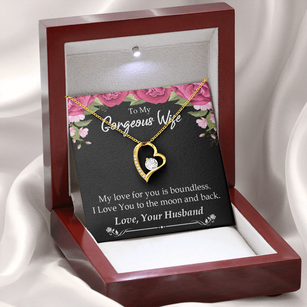 To My Wife My Love For You is Boundless Forever Necklace w Message Card-Express Your Love Gifts
