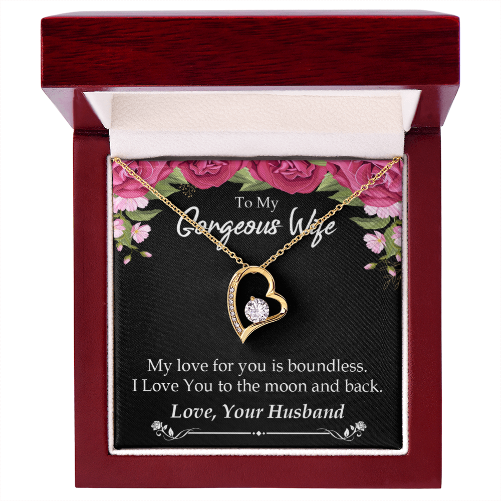 To My Wife My Love For You is Boundless Forever Necklace w Message Card-Express Your Love Gifts