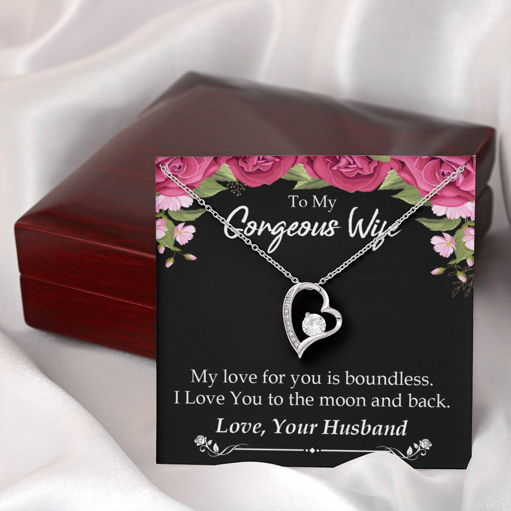 To My Wife My Love For You is Boundless Forever Necklace w Message Card-Express Your Love Gifts
