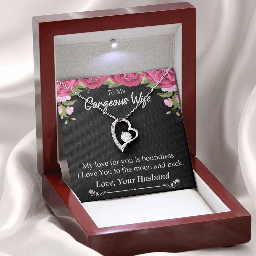 To My Wife My Love For You is Boundless Forever Necklace w Message Card-Express Your Love Gifts