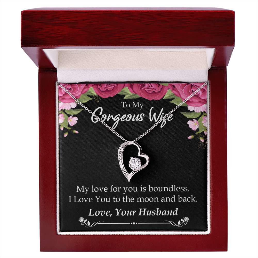 To My Wife My Love For You is Boundless Forever Necklace w Message Card-Express Your Love Gifts
