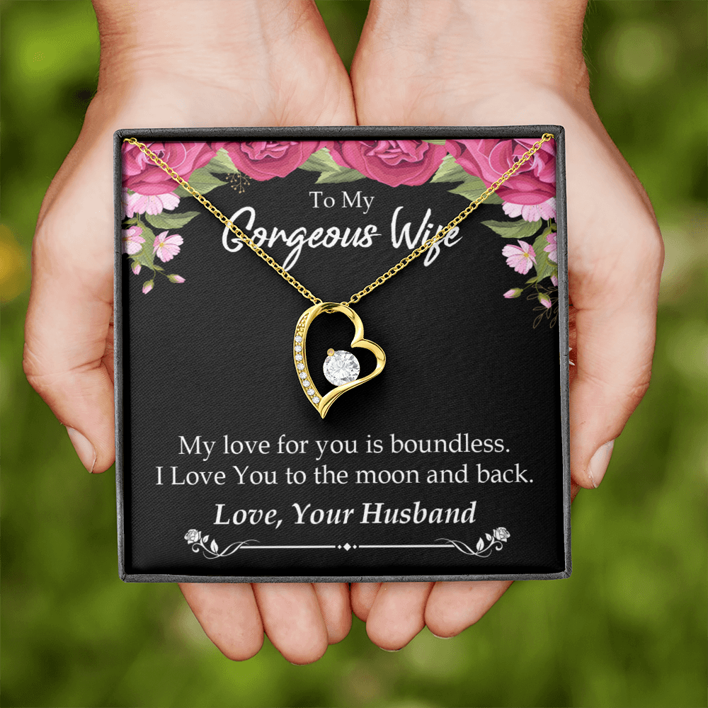 To My Wife My Love For You is Boundless Forever Necklace w Message Card-Express Your Love Gifts