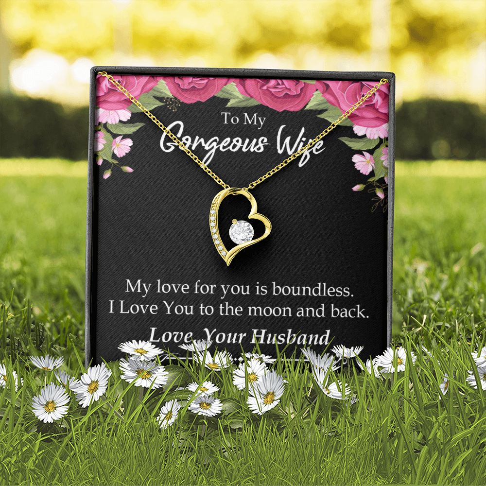 To My Wife My Love For You is Boundless Forever Necklace w Message Card-Express Your Love Gifts
