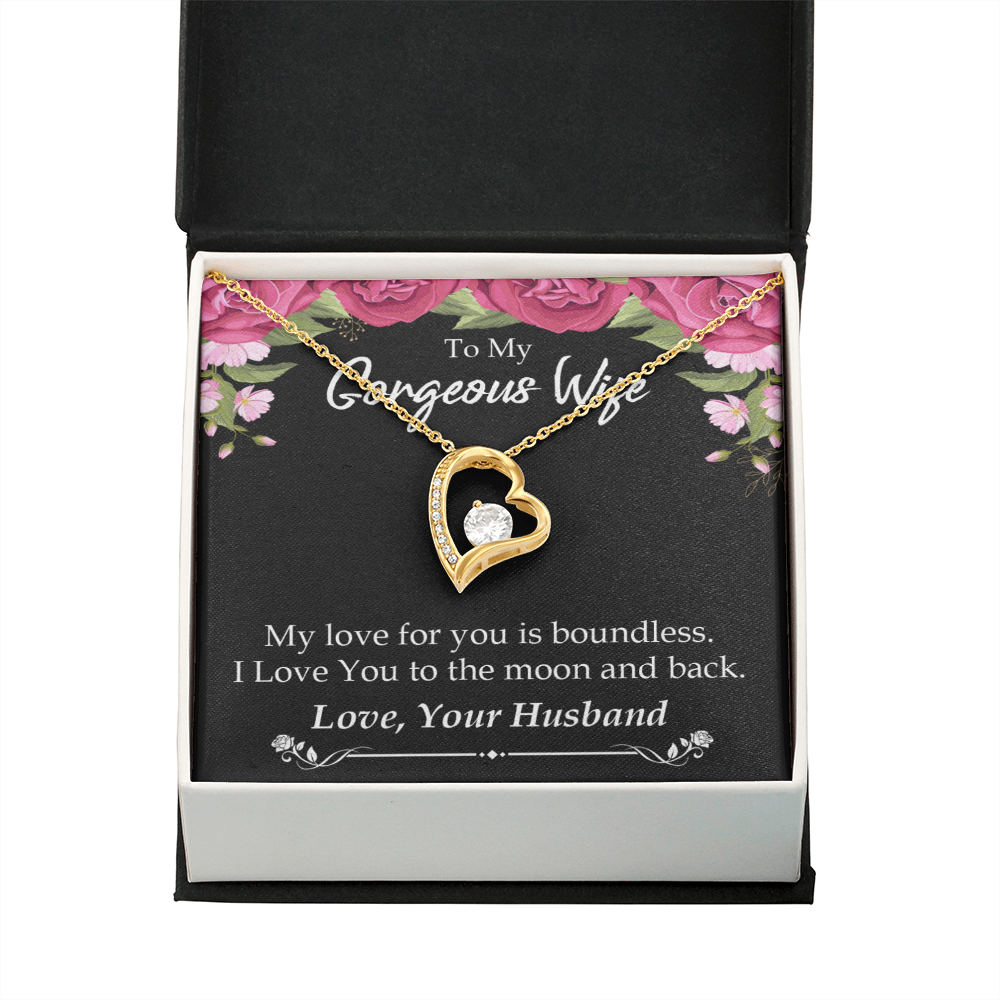 To My Wife My Love For You is Boundless Forever Necklace w Message Card-Express Your Love Gifts