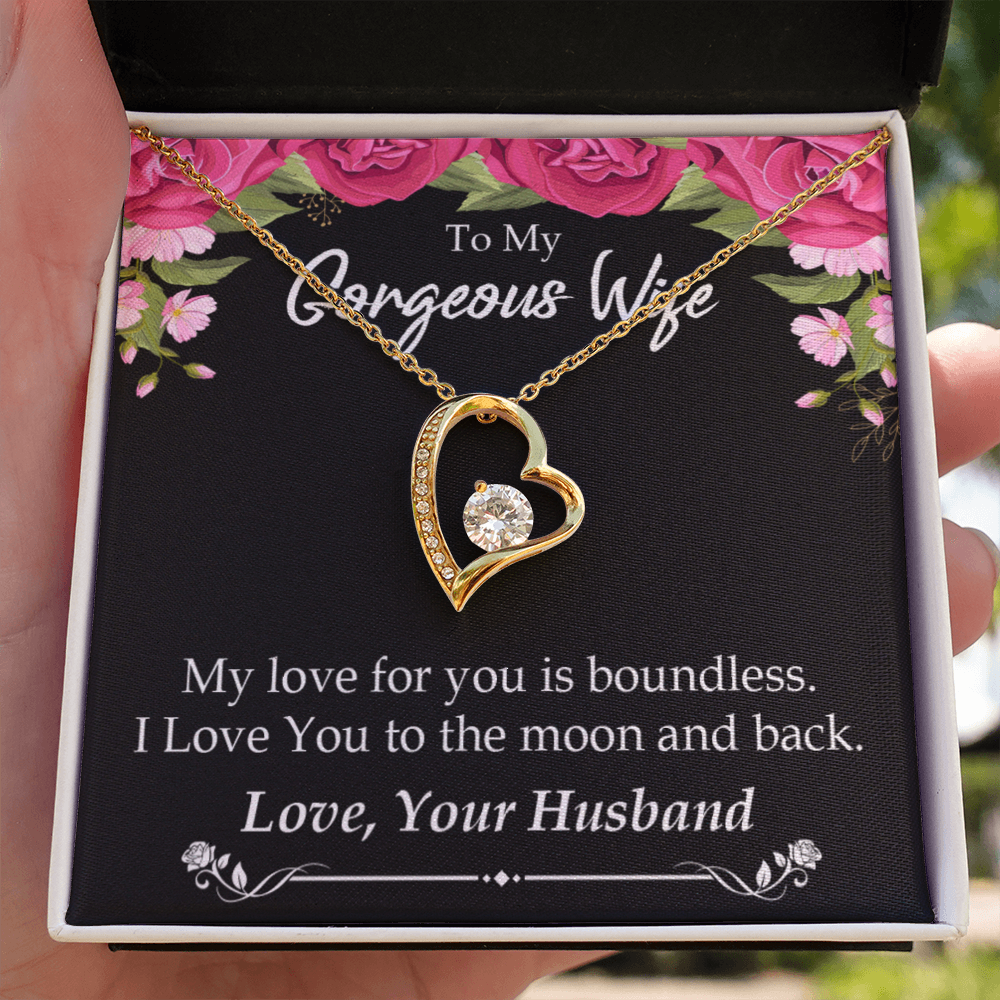 To My Wife My Love For You is Boundless Forever Necklace w Message Card-Express Your Love Gifts