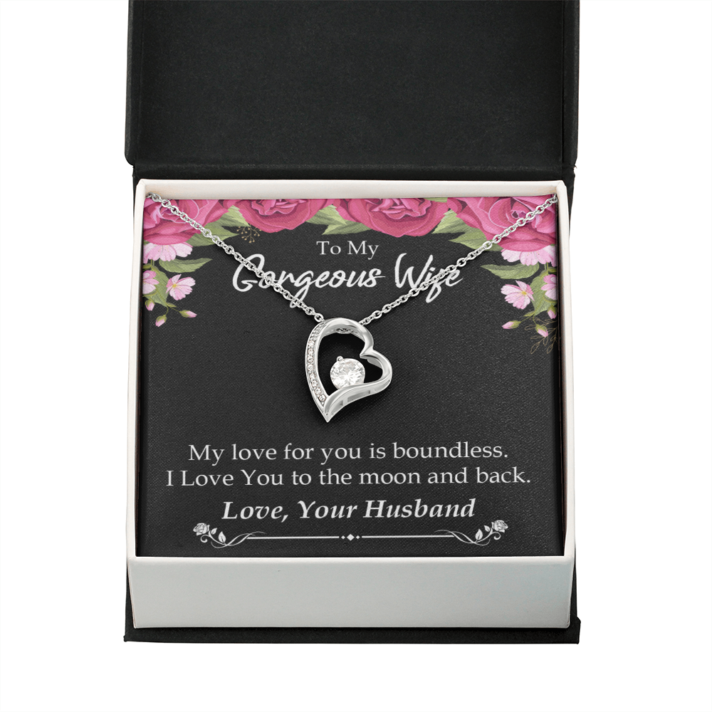To My Wife My Love For You is Boundless Forever Necklace w Message Card-Express Your Love Gifts
