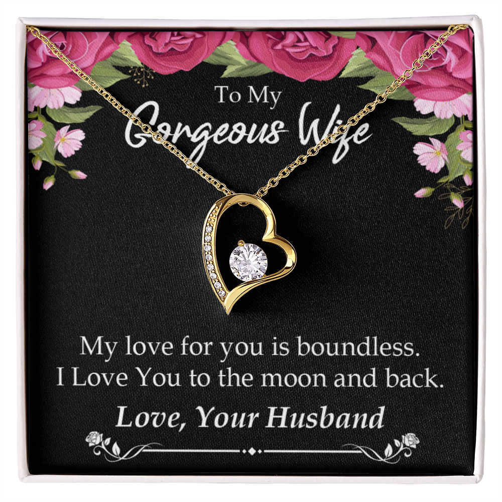 To My Wife My Love For You is Boundless Forever Necklace w Message Card-Express Your Love Gifts