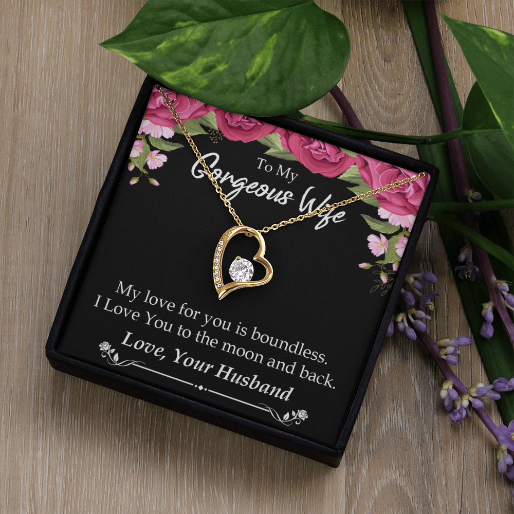 To My Wife My Love For You is Boundless Forever Necklace w Message Card-Express Your Love Gifts