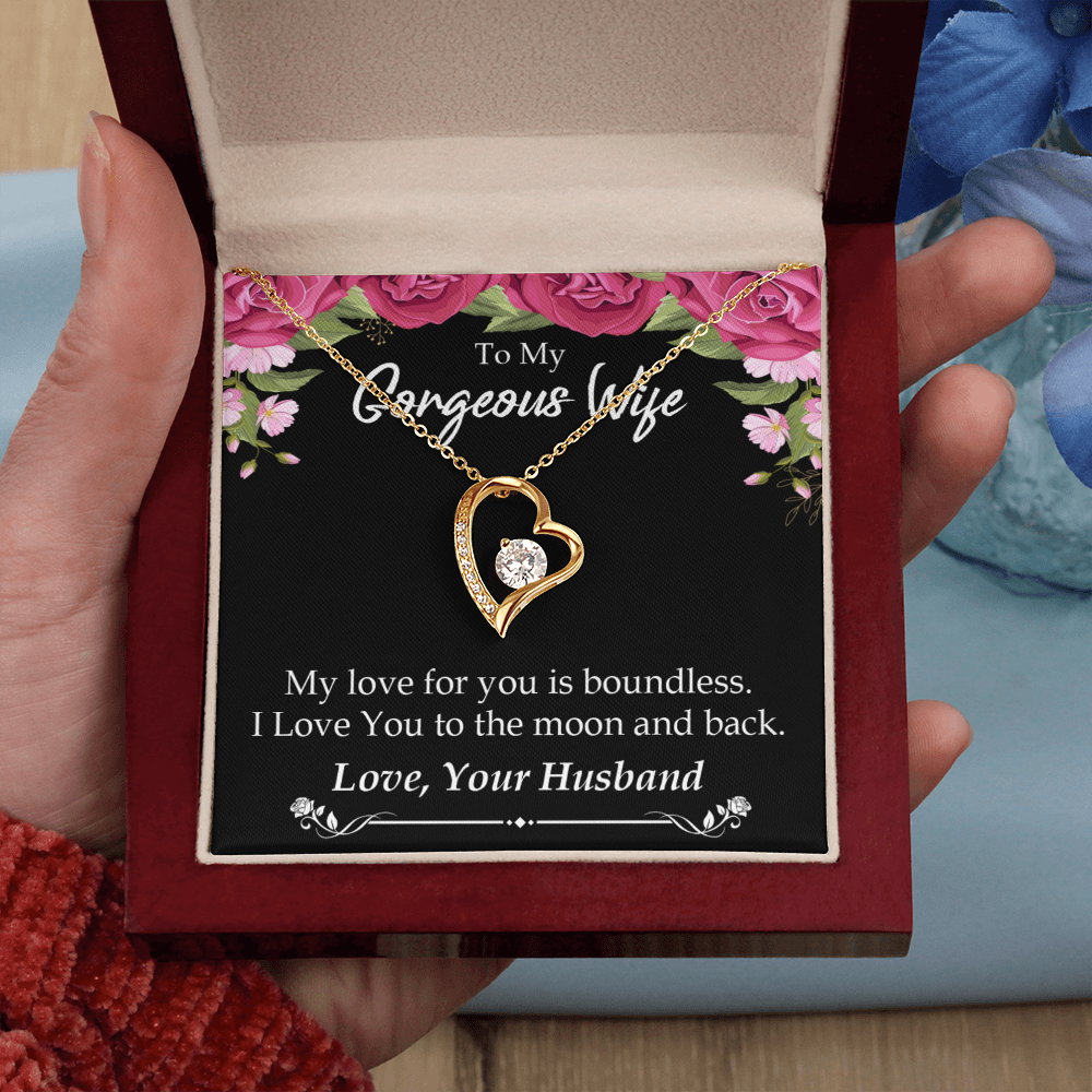 To My Wife My Love For You is Boundless Forever Necklace w Message Card-Express Your Love Gifts