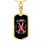 To My Wife My Mom's Fight is My Fight Keychain Stainless Steel or 18k Gold Dog Tag Keyring-Express Your Love Gifts