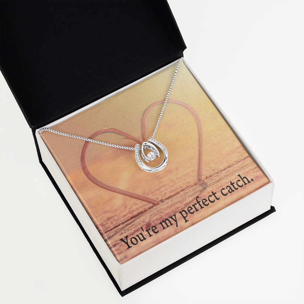 To My Wife My Perfect Catch Lucky Horseshoe Necklace Message Card 14k w CZ Crystals-Express Your Love Gifts