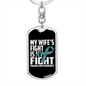To My Wife My Wife's Fight Is My Fight Keychain Stainless Steel or 18k Gold Dog Tag Keyring-Express Your Love Gifts