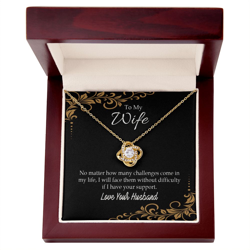 To My Wife No Matter How Many Challenges Infinity Knot Necklace Message Card-Express Your Love Gifts