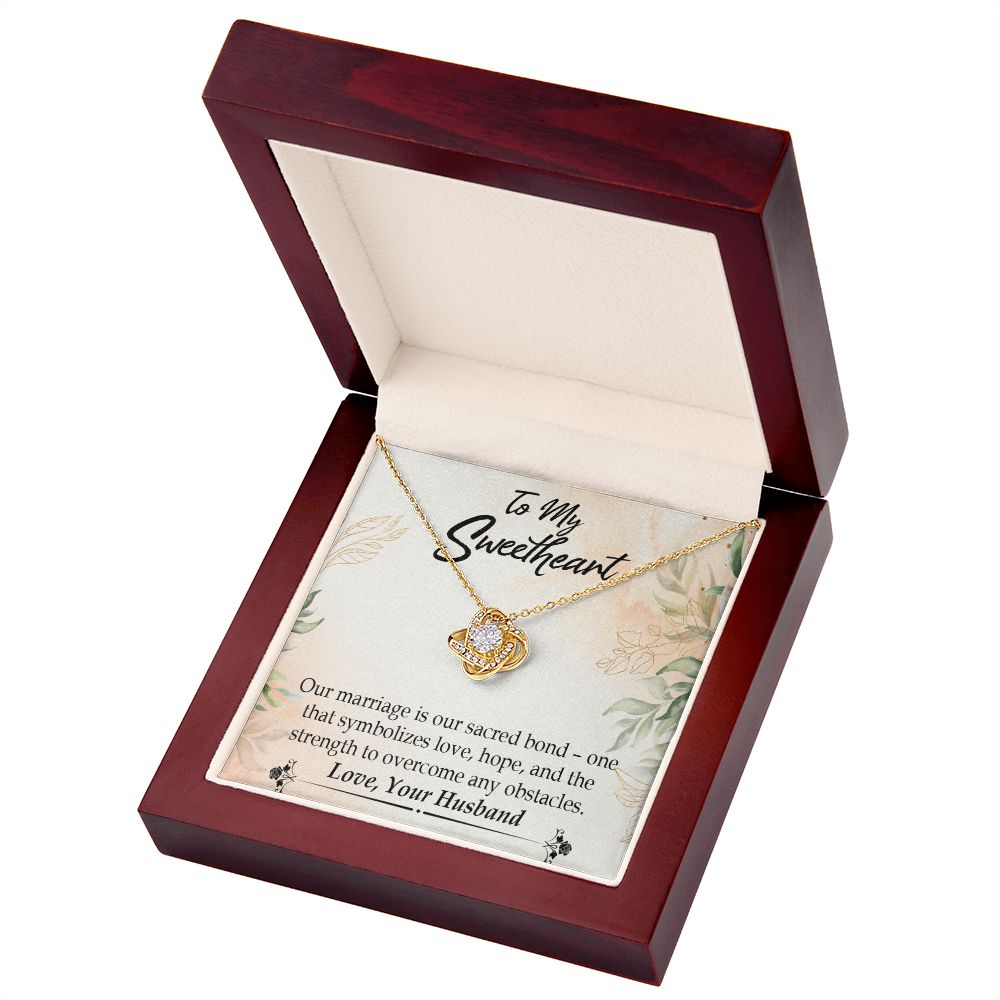 To My Wife Our Marriage is Our Sacred Bond Infinity Knot Necklace Message Card-Express Your Love Gifts