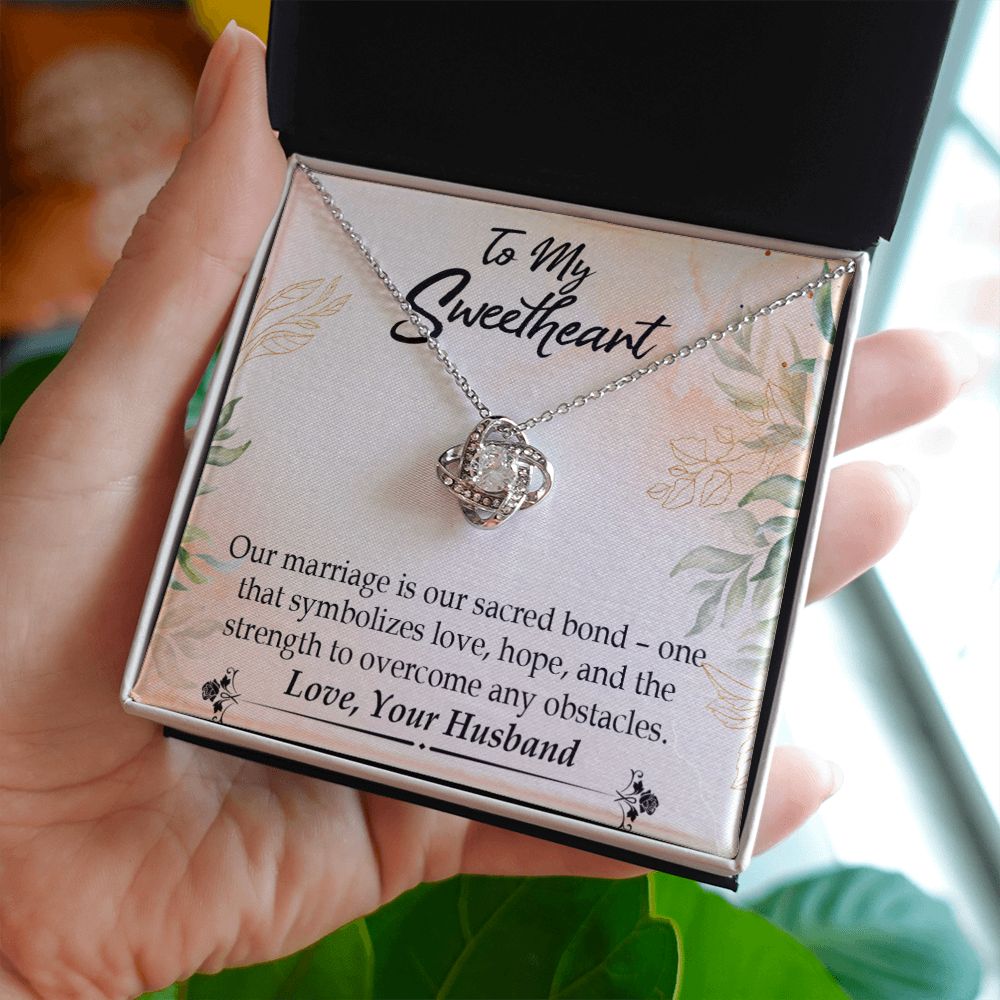 To My Wife Our Marriage is Our Sacred Bond Infinity Knot Necklace Message Card-Express Your Love Gifts