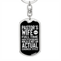 To My Wife Pastor's Wife Full Time Keychain Stainless Steel or 18k Gold Dog Tag Keyring-Express Your Love Gifts